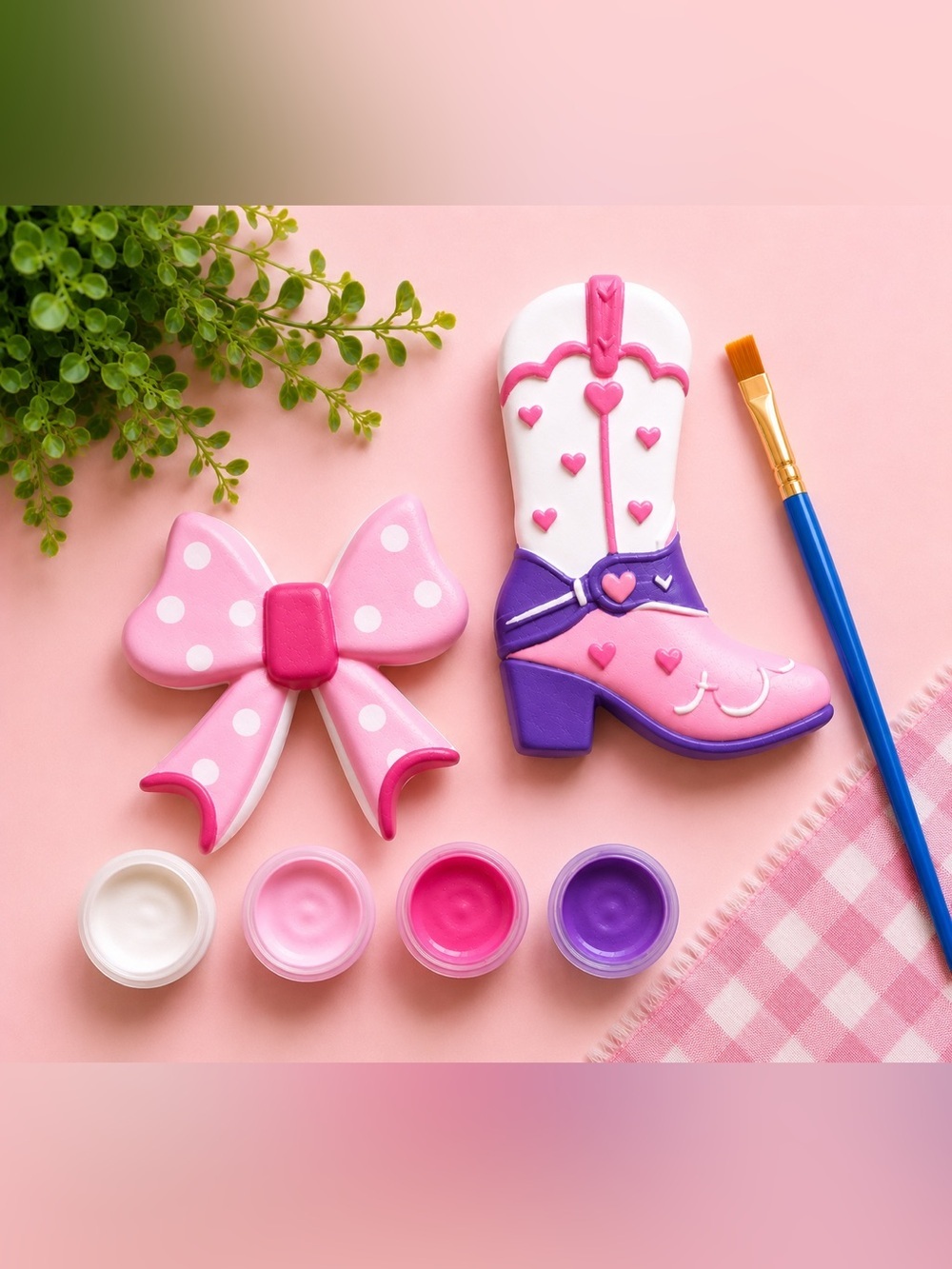 Cowgirl Boot & Bow Paint Your Own Plaster Craft Kit | Kids Party Favor - Picture 5 of 5